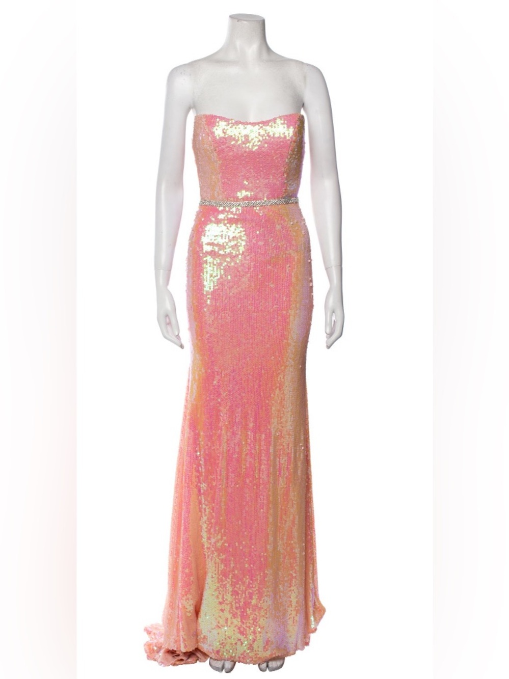 Mac Duggal Pink Iridescent Sequin Gown